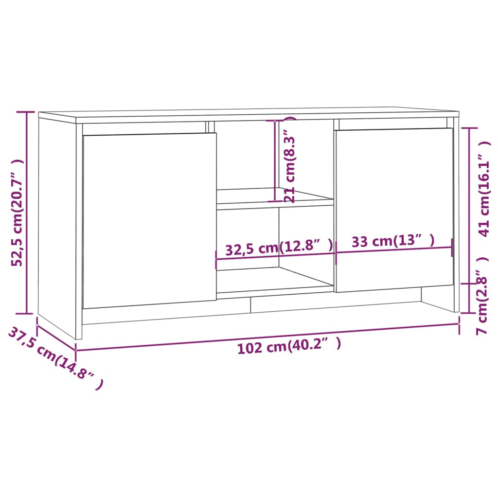 Έπιπλο Τηλεόρασης Καφέ Δρυς 102x37,5x52,5 εκ. από Επεξεργ. Ξύλο