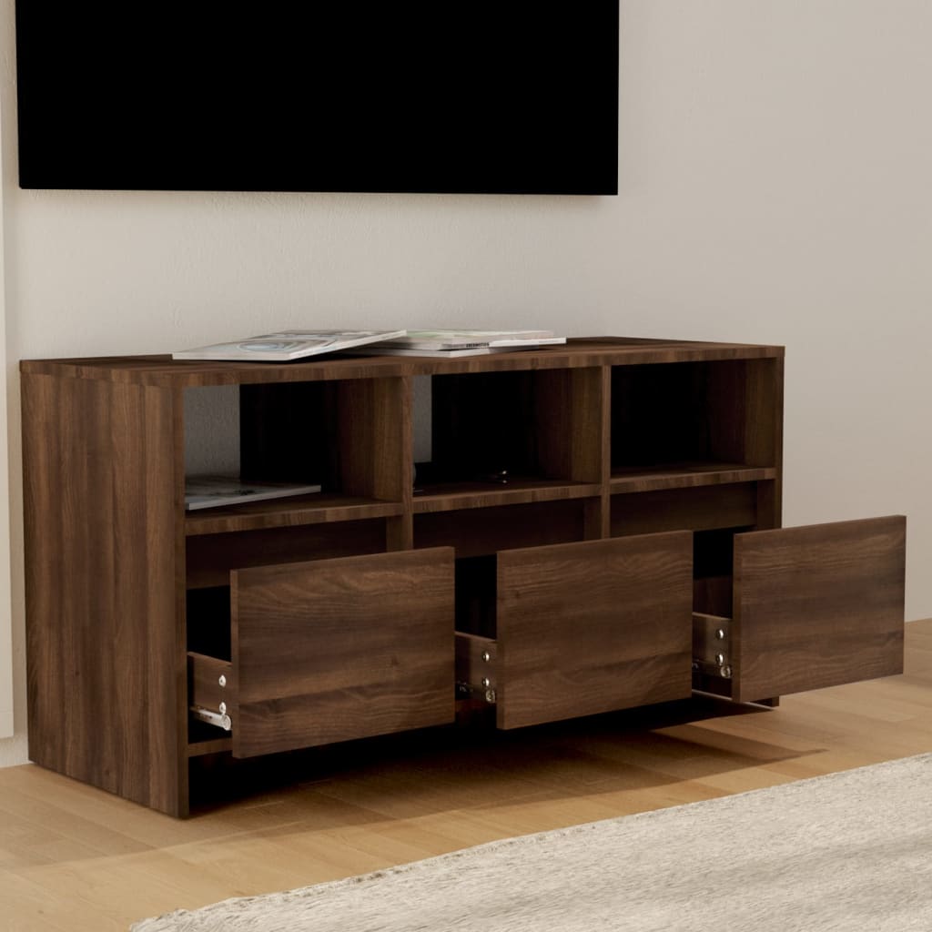 Έπιπλο Τηλεόρασης Καφέ Δρυς 102x37,5x52,5 εκ. από Επεξεργ. Ξύλο