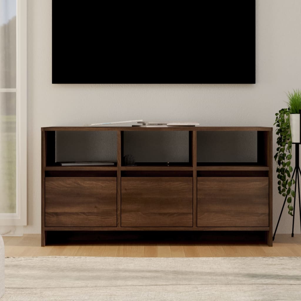 Έπιπλο Τηλεόρασης Καφέ Δρυς 102x37,5x52,5 εκ. από Επεξεργ. Ξύλο