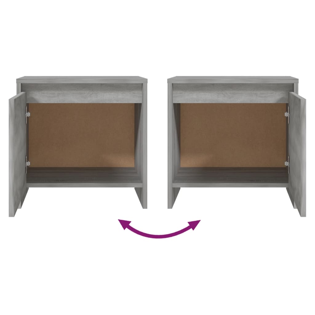 Κομοδίνα 2 τεμ. Γκρι Sonoma 45x34x44,5 εκ. από Επεξ. Ξύλο