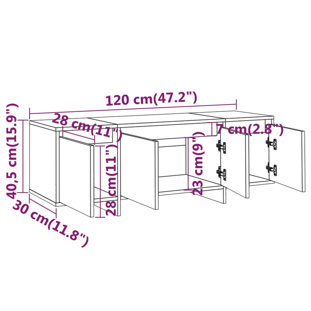 Έπιπλο Τηλεόρασης Καφέ Δρυς 120x30x40,5 εκ. Επεξ. Ξύλο - Pakobazaar