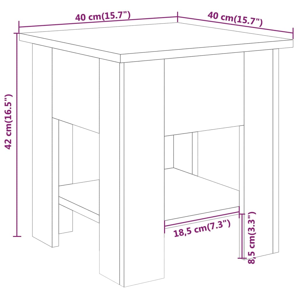 Τραπεζάκι Σαλονιού Καπνιστή Δρυς 40 x 40 x 42 εκ από Συνθ. Ξύλο - Pakobazaar