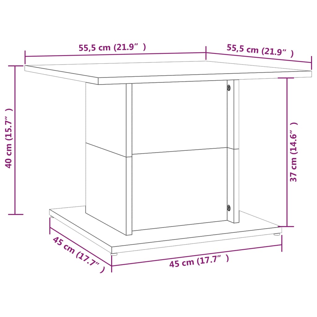 Τραπεζάκι Σαλονιού Καπνιστή Δρυς 55,5x55,5x40 εκ. Επεξεργ. Ξύλο - Pakobazaar