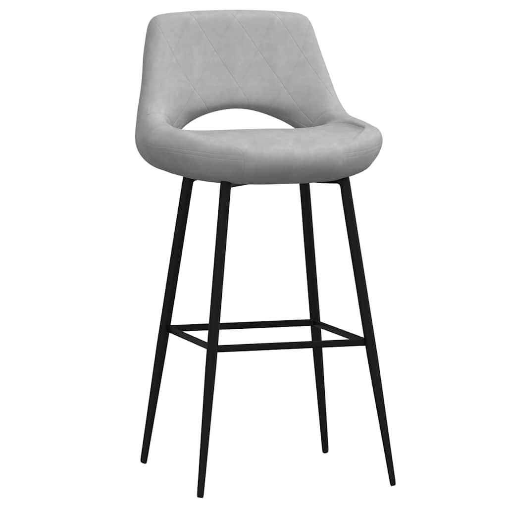 Σκαμπό Μπαρ 2 τεμ. Ανοιχτό Γκρι Βελούδινα