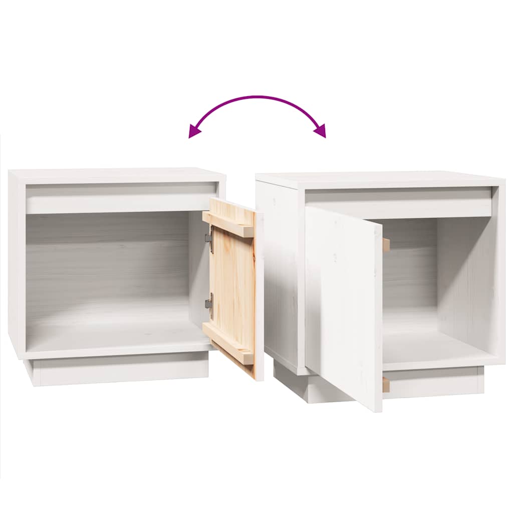 Κομοδίνο Λευκό 40 x 30 x 40 εκ. από Μασίφ Ξύλο Πεύκου