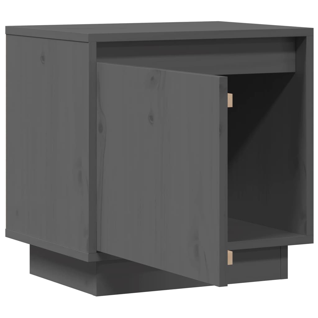Κομοδίνο Γκρι 40 x 30 x 40 εκ. από Μασίφ Ξύλο Πεύκου - Pakobazaar