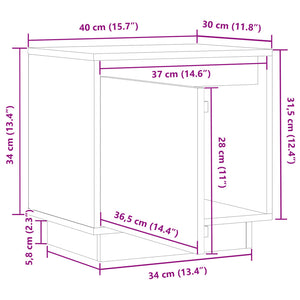 Κομοδίνο Γκρι 40 x 30 x 40 εκ. από Μασίφ Ξύλο Πεύκου - Pakobazaar