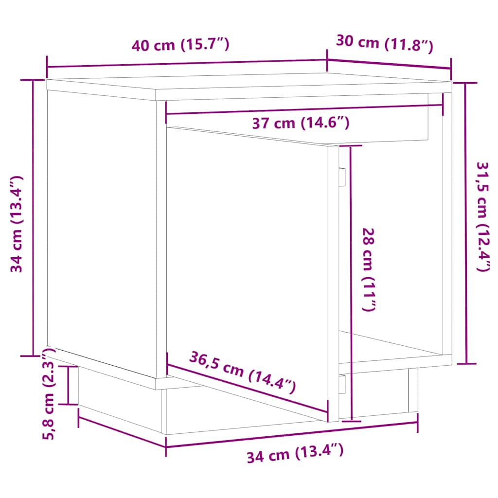 Κομοδίνο Καφέ Μελί 40 x 30 x 40 εκ. από Μασίφ Ξύλο Πεύκου