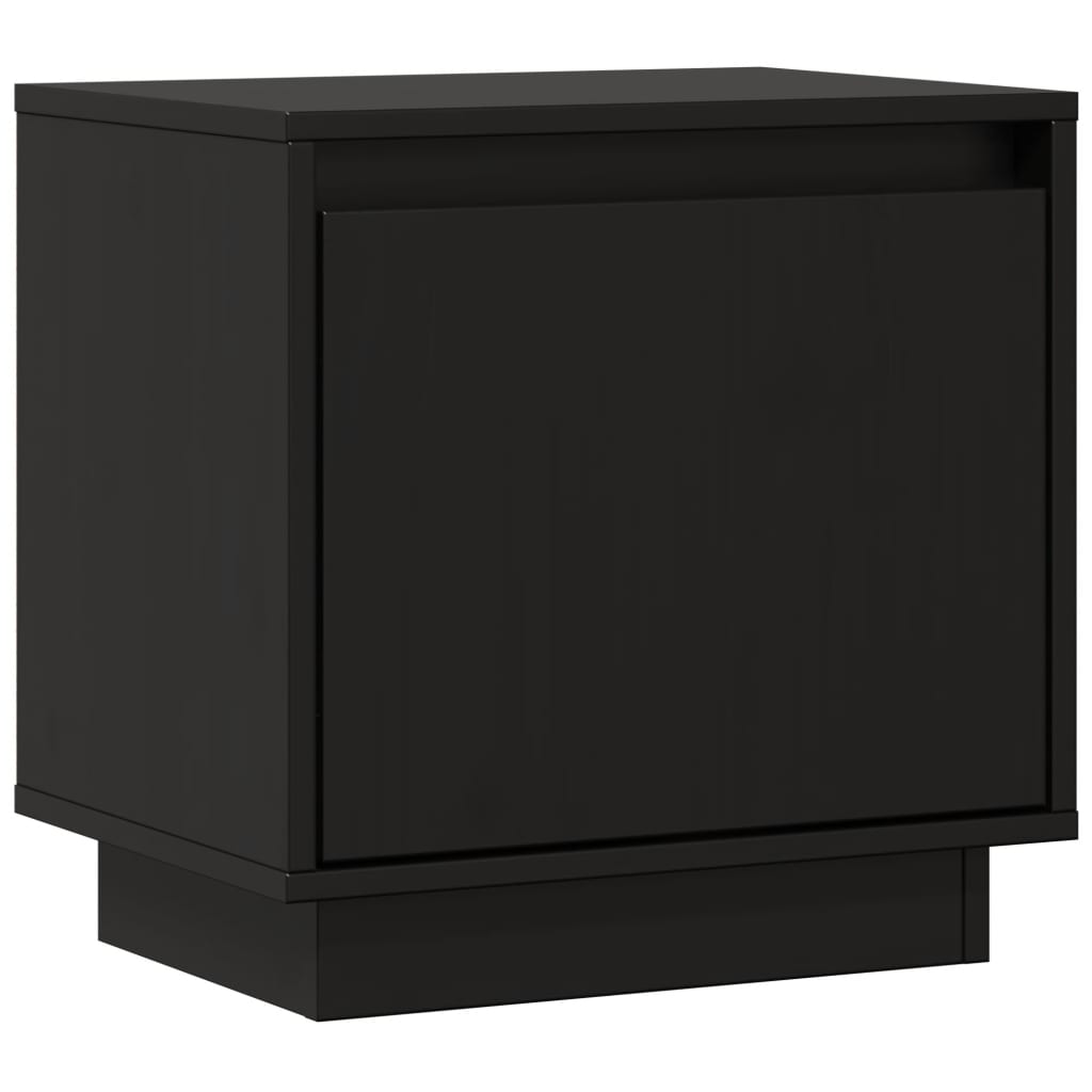 Κομοδίνο Μαύρο 40 x 30 x 40 εκ. από Μασίφ Ξύλο Πεύκου