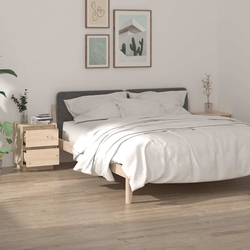 Κομοδίνα 2 τεμ. 40 x 35 x 50 εκ. από Μασίφ Ξύλο Πεύκου - Pakobazaar