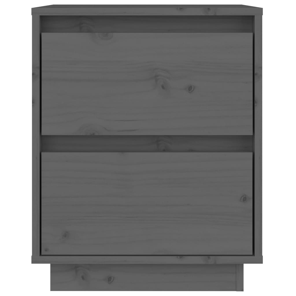 Κομοδίνα 2 τεμ. Γκρι 40 x 35 x 50 εκ. από Μασίφ Ξύλο Πεύκου - Pakobazaar