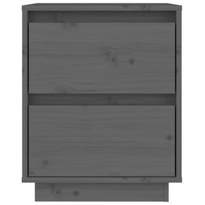 Κομοδίνα 2 τεμ. Γκρι 40 x 35 x 50 εκ. από Μασίφ Ξύλο Πεύκου - Pakobazaar