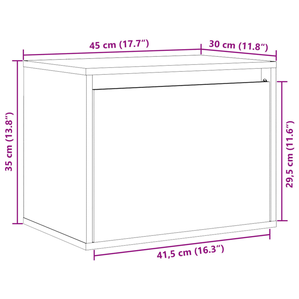 Ντουλάπι Τοίχου Μαύρο 45 x 30 x 35 εκ. από Μασίφ Ξύλο Πεύκου