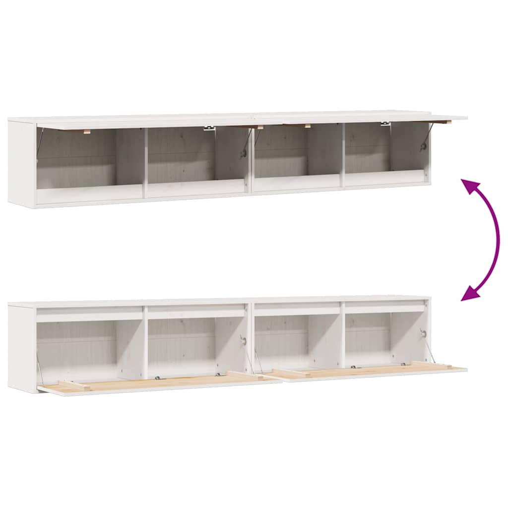 Ντουλάπια Τοίχου 2 τεμ. Λευκά 100x30x35 εκ. Μασίφ Ξύλο Πεύκου