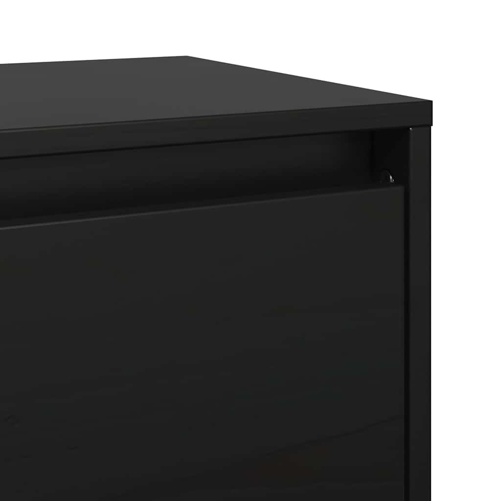 Ντουλάπια Τοίχου 2 τεμ. Μαύρα 100x30x35 εκ. Μασίφ Ξύλο Πεύκου