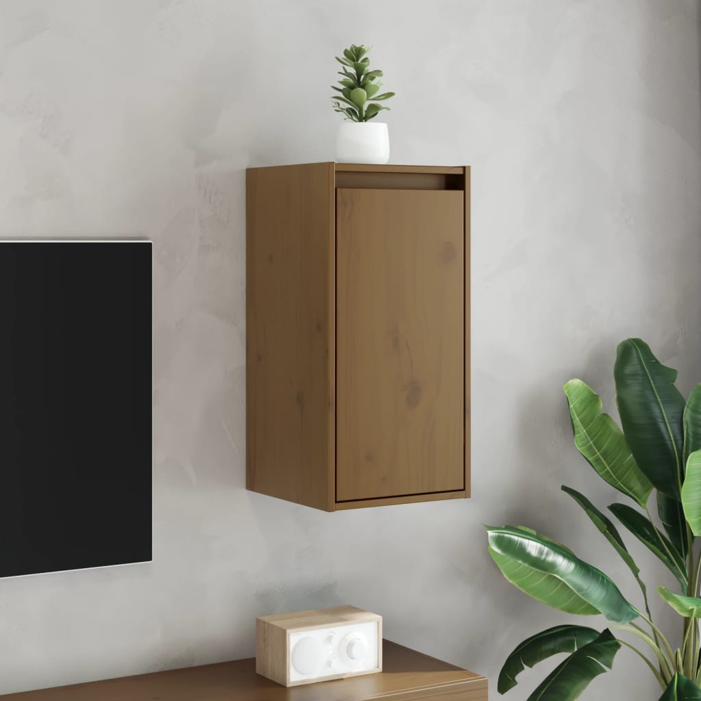 Ντουλάπια Τοίχου 2 τεμ. Καφέ Μελί 30x30x60 εκ Μασίφ Ξύλο Πεύκου