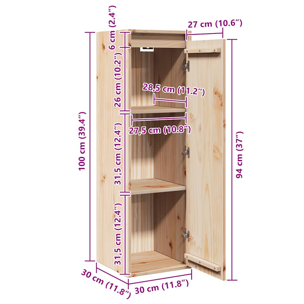 Ντουλάπι Τοίχου 30 x 30 x 100 εκ. από Μασίφ Ξύλο Πεύκου - Pakobazaar