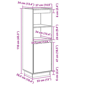 Ντουλάπι Ψηλό Λευκό 37 x 34 x 110 εκ. από Μασίφ Ξύλο Πεύκου - Pakobazaar
