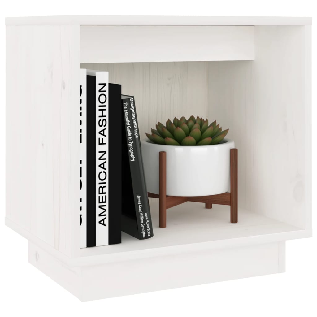 Κομοδίνο Λευκό 40 x 30 x 40 εκ. από Μασίφ Ξύλο Πεύκου