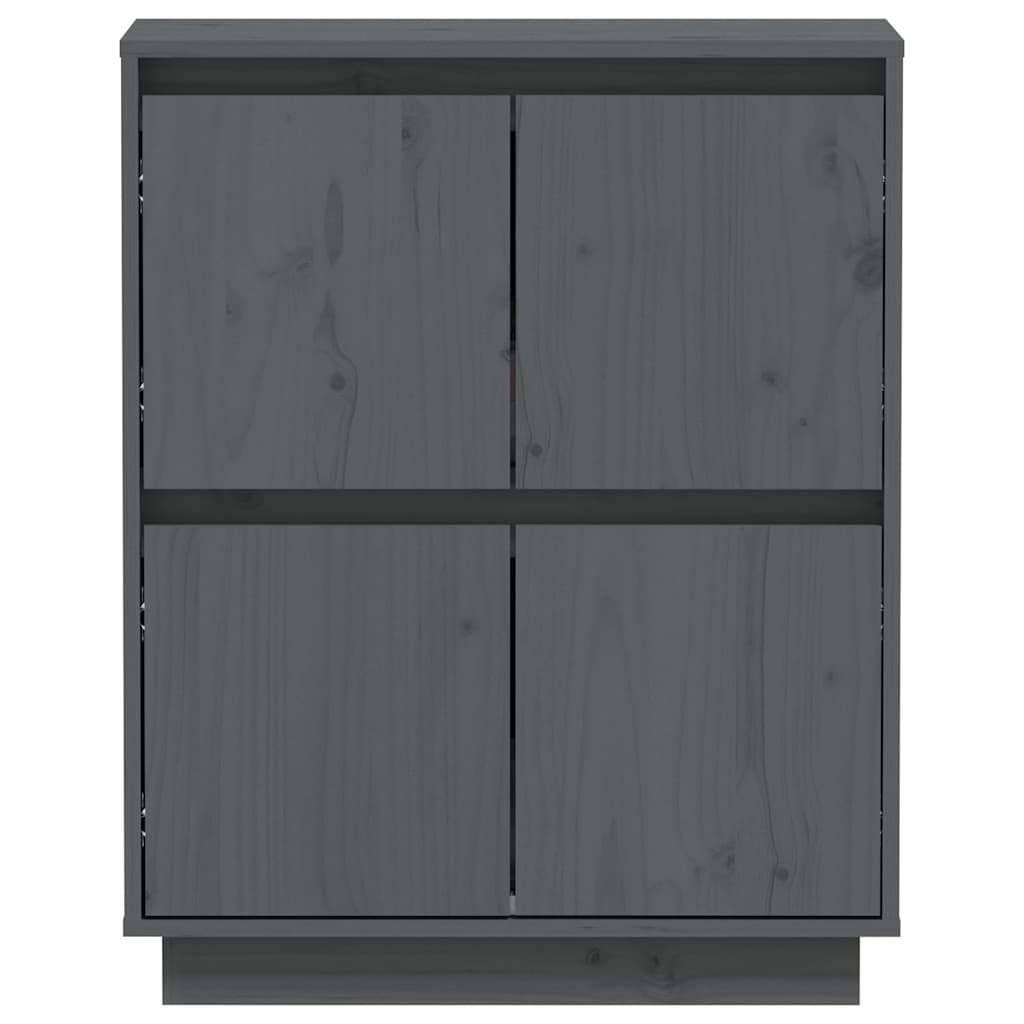 Ντουλάπι Γκρι 60 x 34 x 75 εκ. από Μασίφ Ξύλο Πεύκου