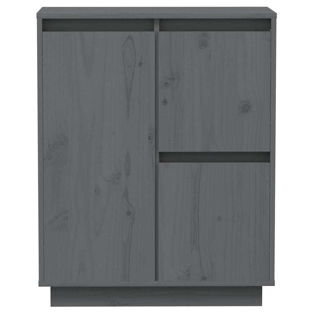Ντουλάπι Γκρι 60 x 34 x 75 εκ. από Μασίφ Ξύλο Πεύκου