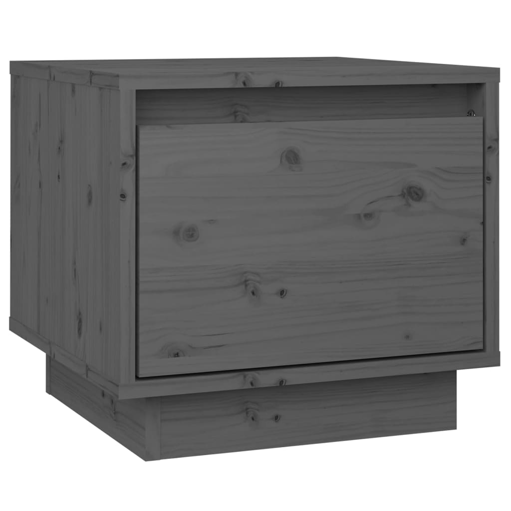 Κομοδίνα 2 τεμ. Γκρι 35 x 34 x 32 εκ. από Μασίφ Ξύλο Πεύκου - Pakobazaar