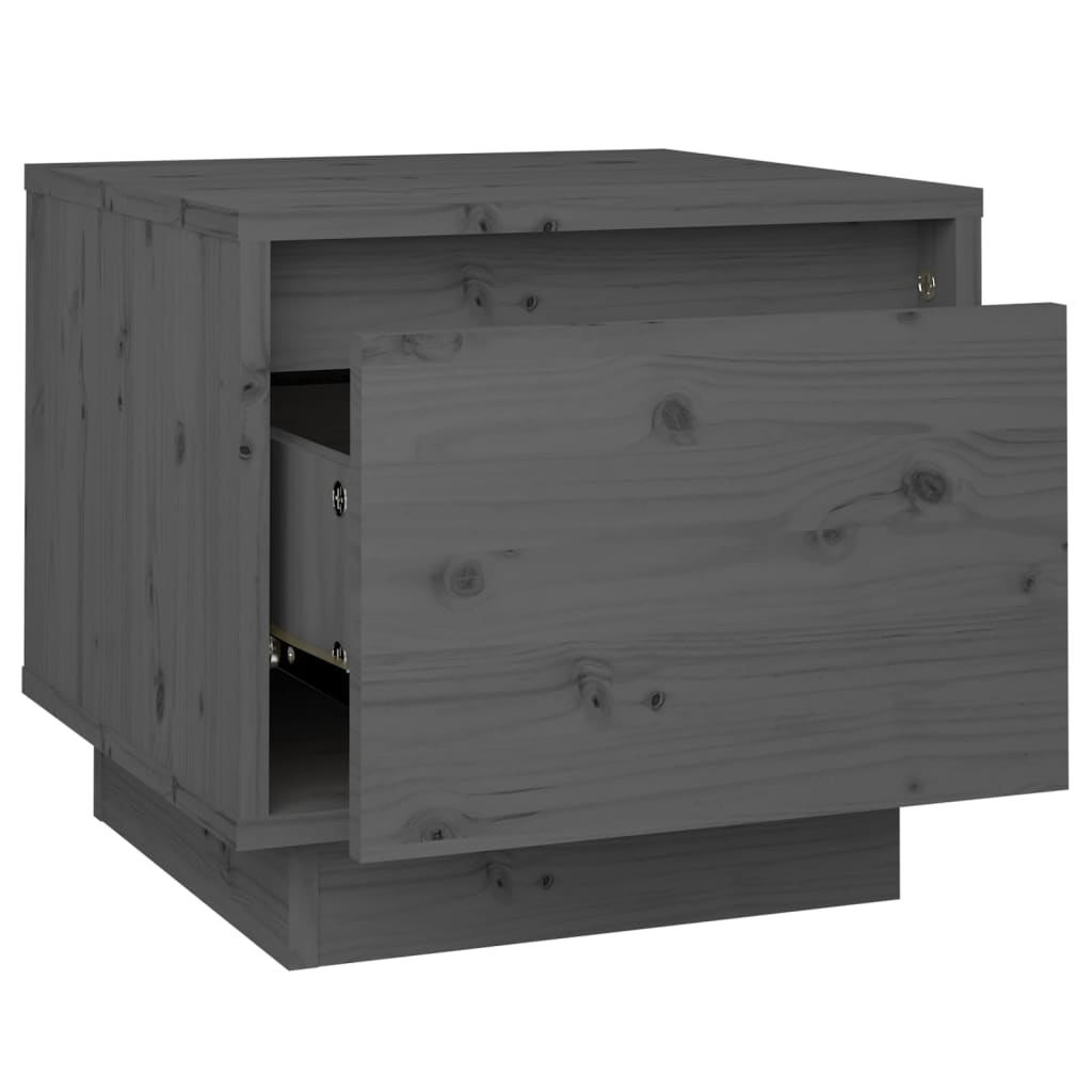 Κομοδίνα 2 τεμ. Γκρι 35 x 34 x 32 εκ. από Μασίφ Ξύλο Πεύκου - Pakobazaar