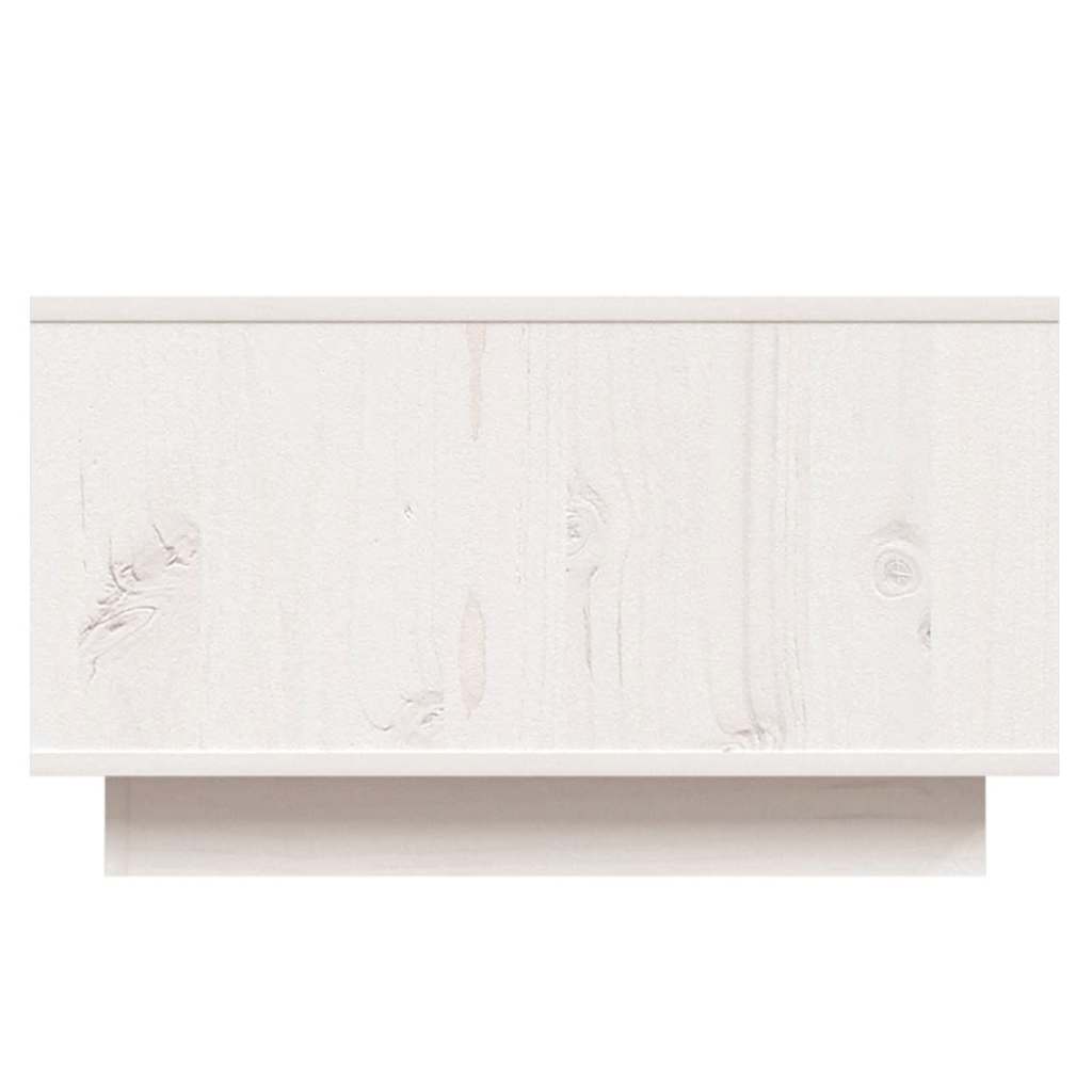 Τραπεζάκι Σαλονιού Λευκό 55 x 56 x 32 εκ. από Μασίφ Ξύλο Πεύκου