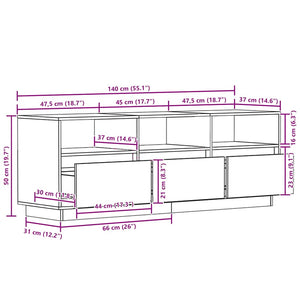Έπιπλο Τηλεόρασης 140 x 37 x 50 εκ. από Μασίφ Ξύλο Πεύκου