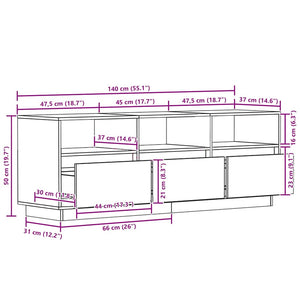 Έπιπλο Τηλεόρασης Γκρι 140 x 37 x 50 εκ. από Μασίφ Ξύλο Πεύκου