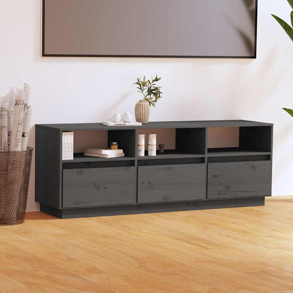 Έπιπλο Τηλεόρασης Γκρι 140 x 37 x 50 εκ. από Μασίφ Ξύλο Πεύκου