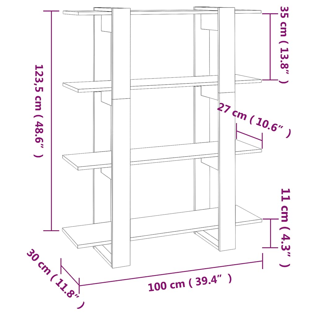 Βιβλιοθήκη/Διαχωριστικό Χώρου Sonoma Δρυς 100 x 30 x 123,5 εκ. - Pakobazaar