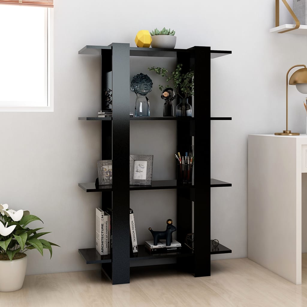 Βιβλιοθήκη/Διαχωριστικό Χώρου Μαύρο 80 x 30 x 123,5 εκ.