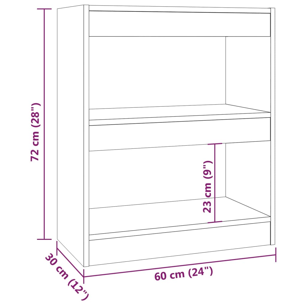 Βιβλιοθήκη/Διαχωριστικό Χώρου Λευκό 60x30x72 εκ. Επεξ. Ξύλο