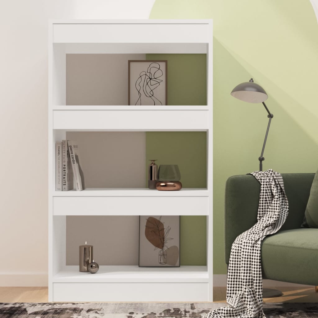 Βιβλιοθήκη/Διαχωριστικό Χώρου Λευκό 60x24x155 εκ. Επεξ. Ξύλο