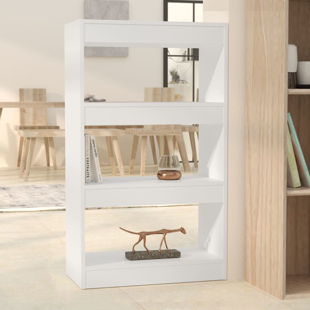Βιβλιοθήκη/Διαχωριστικό Χώρου Λευκό 60x24x155 εκ. Επεξ. Ξύλο