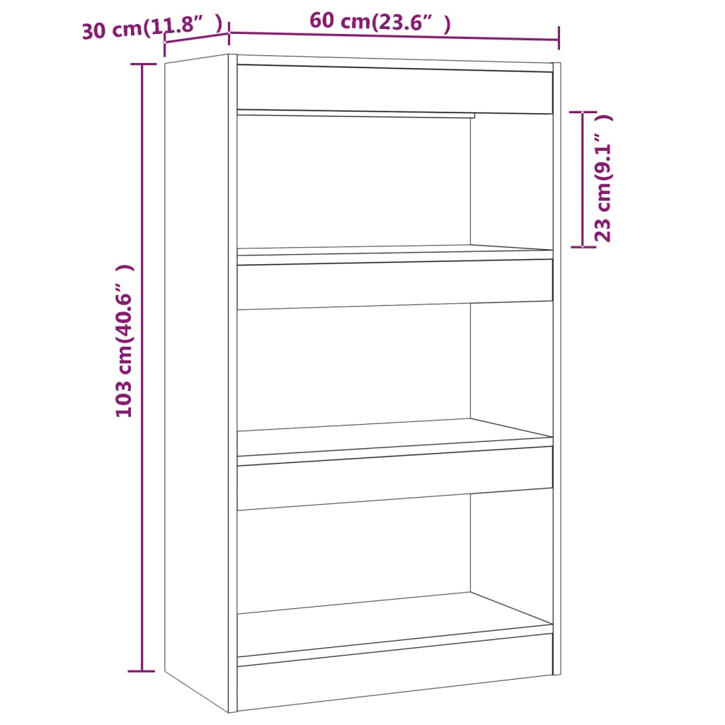 Βιβλιοθήκη/Διαχωρισ. Χώρου Sonoma Δρυς 60x24x186εκ. Επεξ. Ξύλο