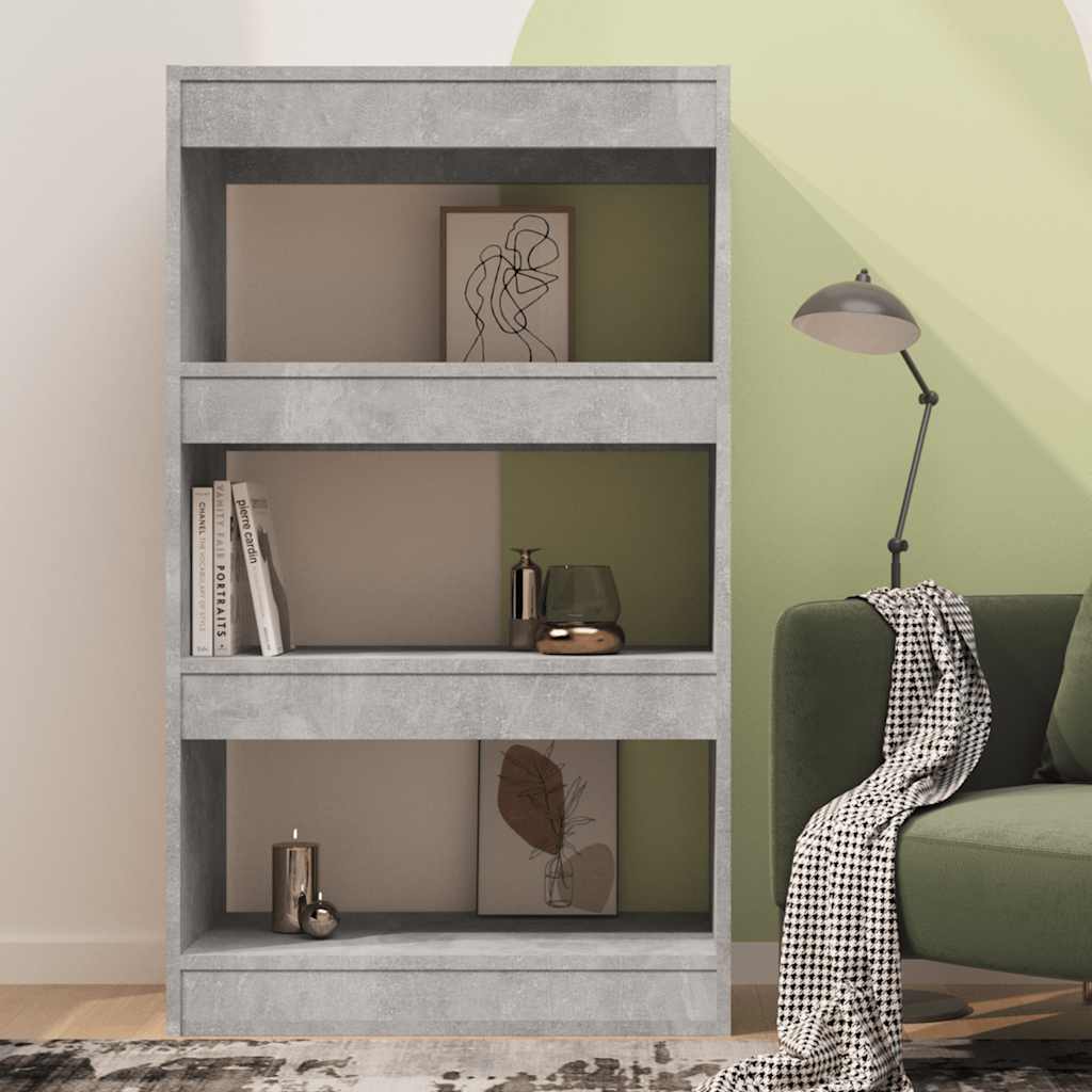 Βιβλιοθήκη/Διαχωρισ. Χώρου Γκρι Σκυρ. 60x24x186 εκ. Επεξ. Ξύλο
