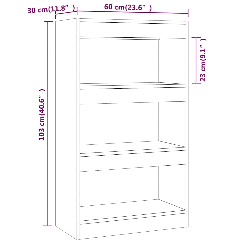 Βιβλιοθήκη/Διαχωρισ. Χώρου Γκρι Σκυρ. 60x24x186 εκ. Επεξ. Ξύλο
