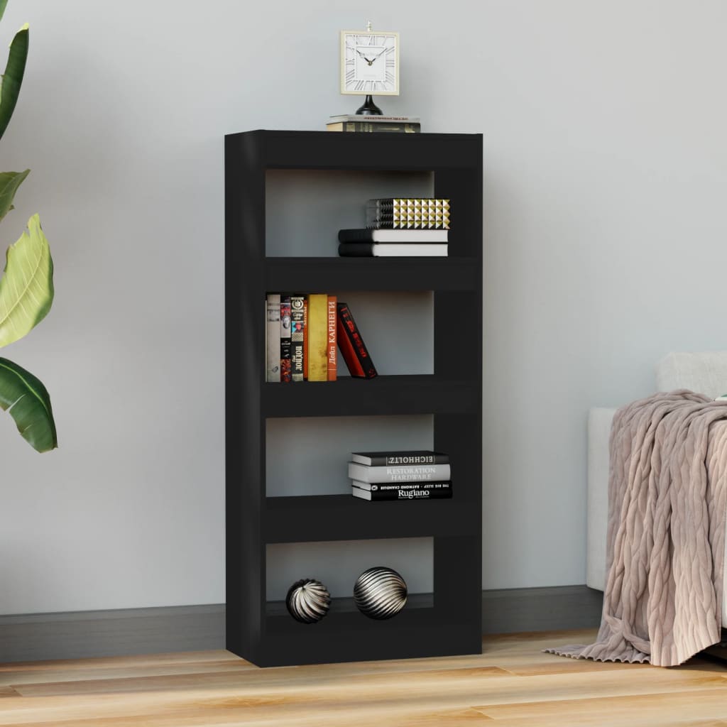 Βιβλιοθήκη/Διαχωρ. Χώρου Μαύρο 60x30x135 εκ. Επεξεργασμένο Ξύλο