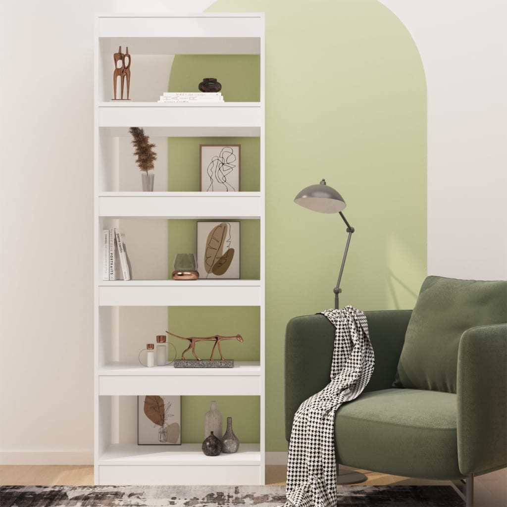 Βιβλιοθήκη/Διαχωριστικό Χώρου Λευκό 60x24x155 εκ. Επεξ. Ξύλο - Pakobazaar