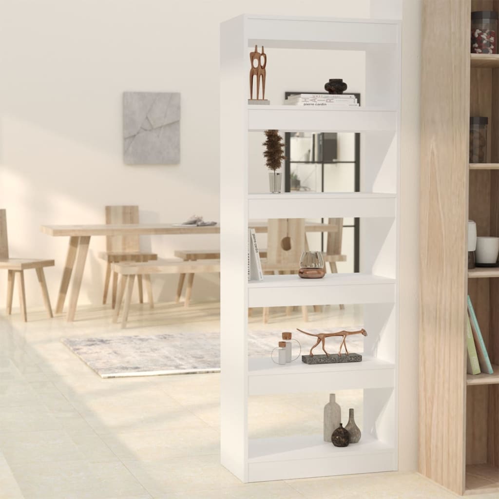 Βιβλιοθήκη/Διαχωριστικό Χώρου Λευκό 60x24x155 εκ. Επεξ. Ξύλο - Pakobazaar
