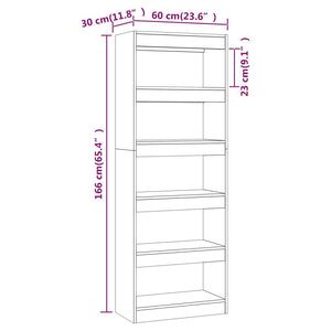 Βιβλιοθήκη/Διαχωρισ. Χώρου Γκρι Σκυρ. 60x24x186 εκ. Επεξ. Ξύλο