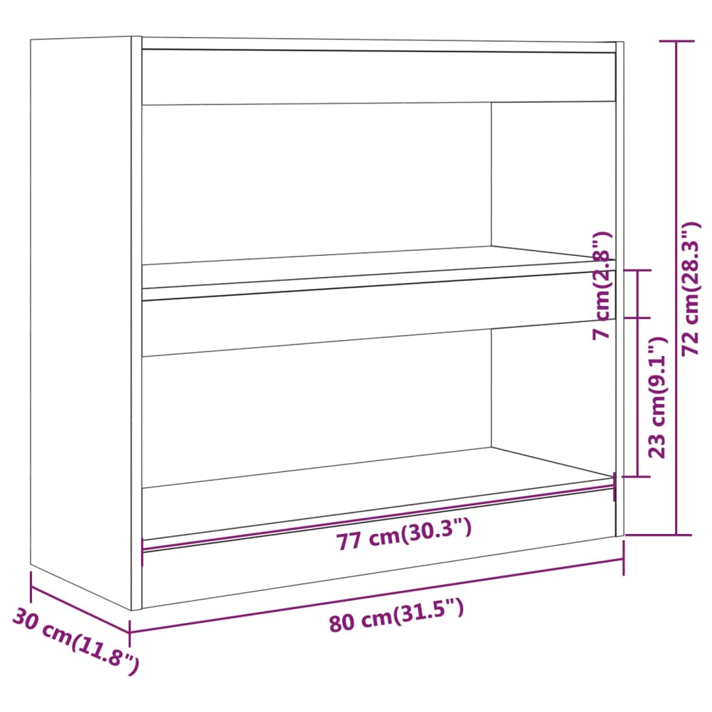 Βιβλιοθήκη/Διαχωριστικό Χώρου Μαύρο 80 x 30 x 72 εκ.