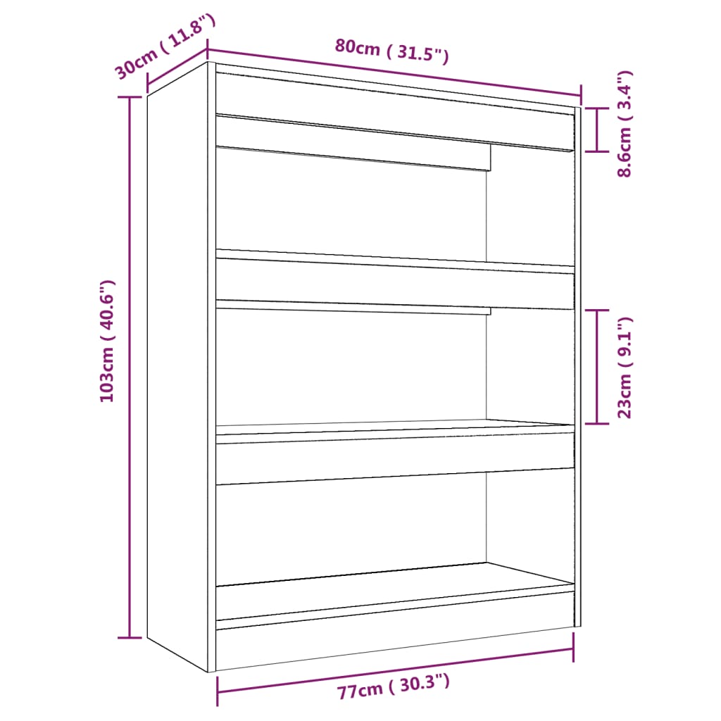 Βιβλιοθήκη/Διαχωρ. Χώρου Sonoma Δρυς 80x30x103 εκ Επεξεργ. Ξύλο