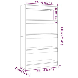Βιβλιοθήκη/Διαχωριστικό Χώρου Λευκό 80x30x135 εκ. Επεξ. Ξύλο