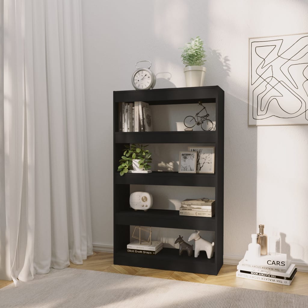 Βιβλιοθήκη/Διαχωρ. Χώρου Μαύρο 80x30x135 εκ. Επεξεργ. Ξύλο