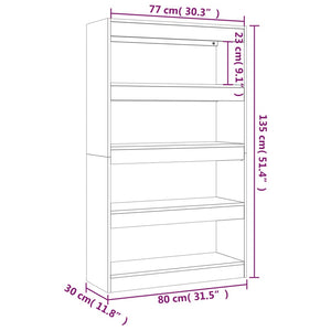 Βιβλιοθήκη/Διαχωρ. Χώρου Μαύρο 80x30x135 εκ. Επεξεργ. Ξύλο