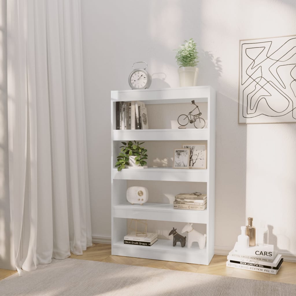 Βιβλιοθήκη/Διαχωρ. Χώρου Γυαλ. Λευκό 80x30x135 εκ. Επεξ. Ξύλο
