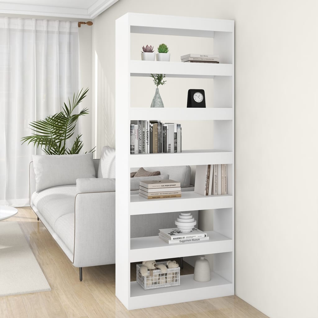 Βιβλιοθήκη/Διαχωριστικό Χώρου Λευκό 80x30x198 εκ. Επεξ. Ξύλο